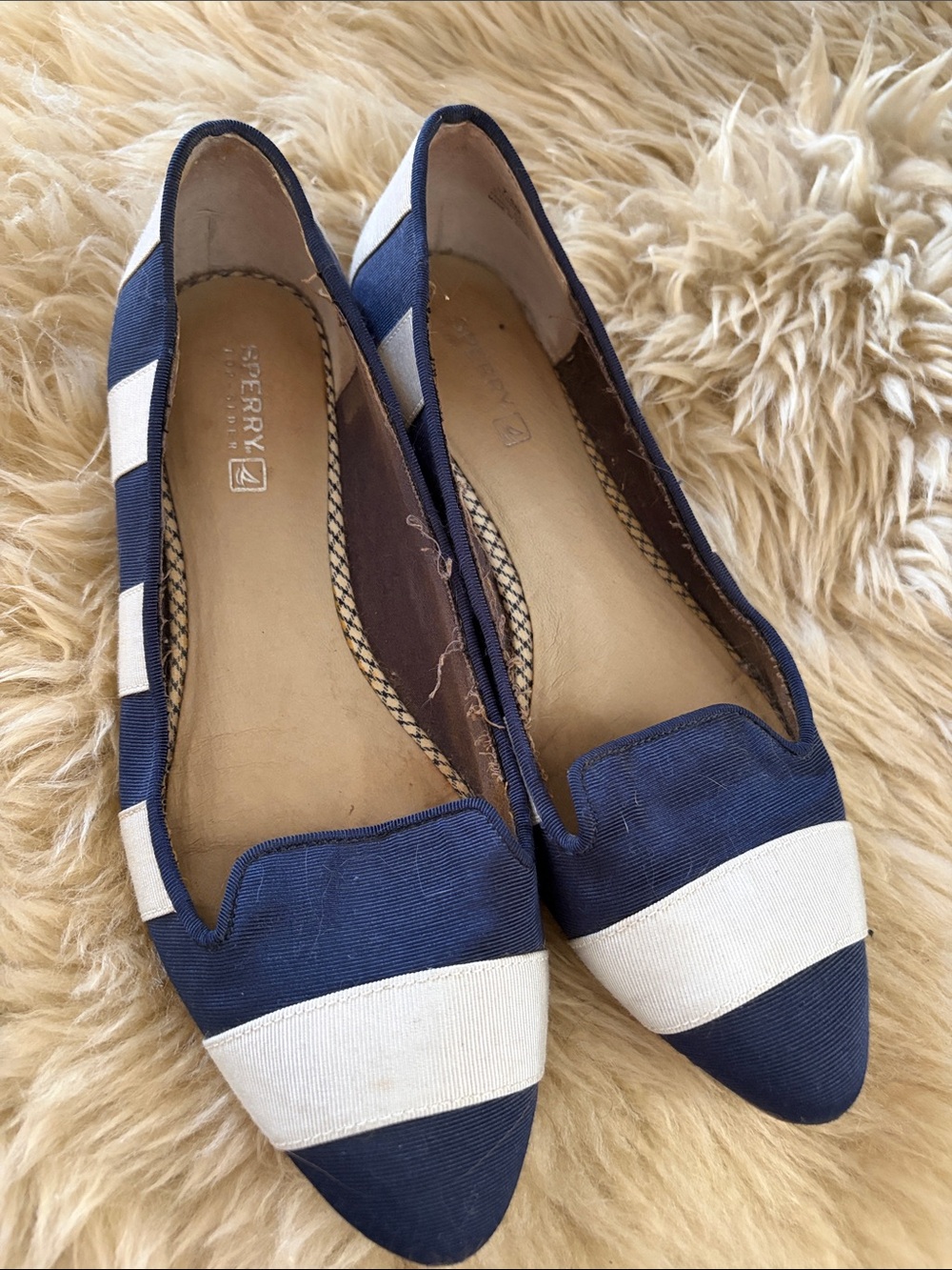 Sperry Navy and White Striped Pointed Toe Flats - Picture 4 of 4